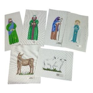 Bettieray Designs Lot of 6 Nativity Scene Painted Needlework Canvases NWT